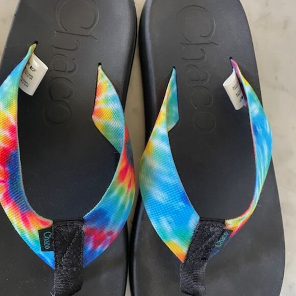 CHACO Chillos Flip Flop Dark Tie Dye Noir 8 M - Picture 4 of 16